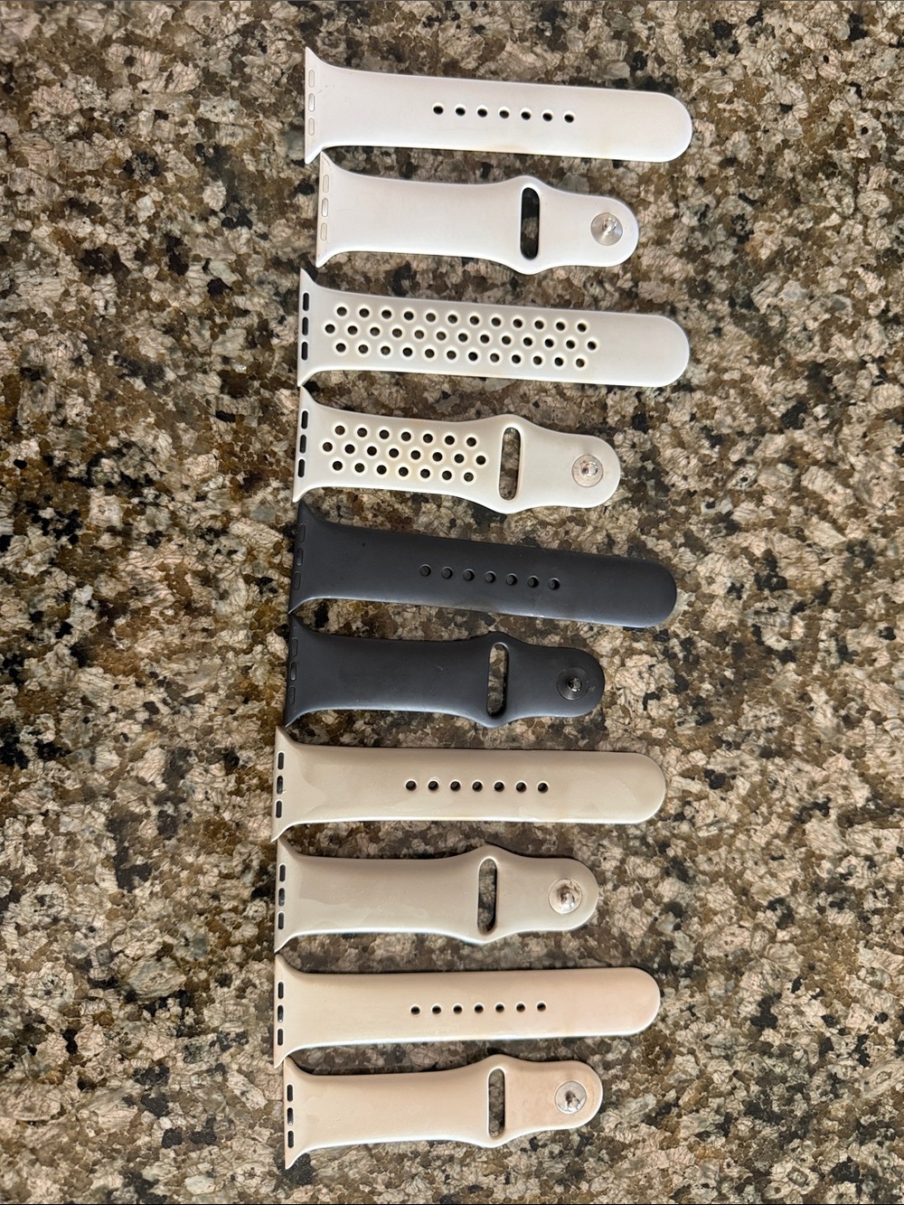 Apple Silicone Watch Bands in White, Black, and Beige